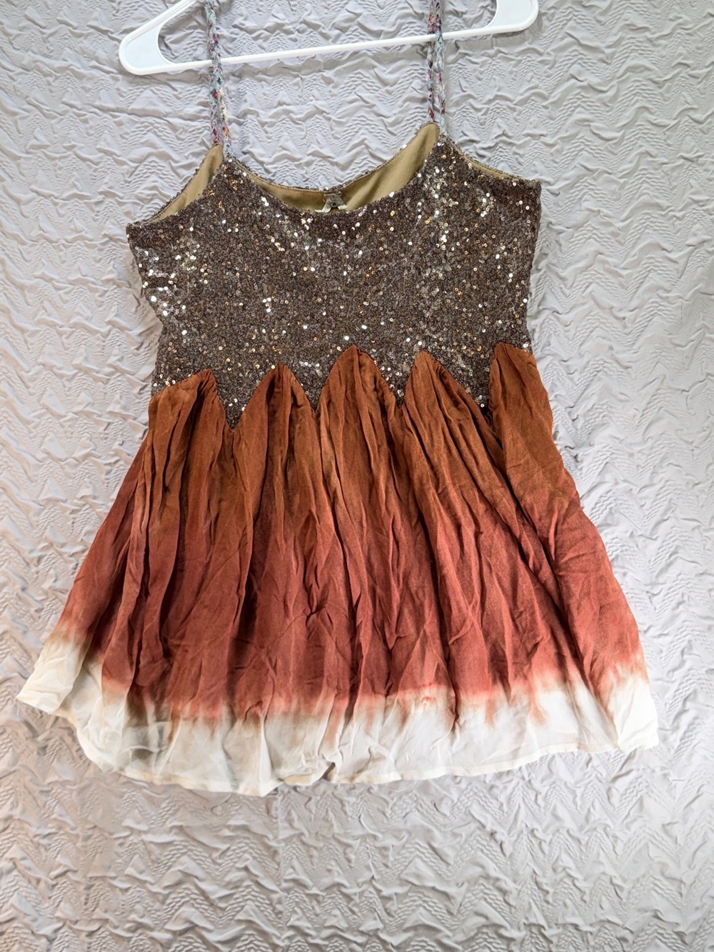 BKE Boutique Sequin Ombre Flowy Tank Top Bronze Rust Boho Festival Medium